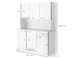 Kitchen Cupboard, Freestanding Kitchen Storage Cabinet with 6 Doors, Drawer, Adjustable Shelves and T3398P378830