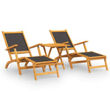 Outdoor Deck Chairs with Table Solid Wood Acacia and Textilene 3120443