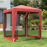 Party Tent with 4 Mesh Sidewalls Red 2x2 m HDPE 319220