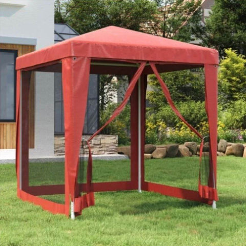 ZNTS Party Tent with 4 Mesh Sidewalls Red 2x2 m HDPE 319220