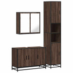 ZNTS 3 Piece Bathroom Furniture Set Brown Oak Engineered Wood 3301074