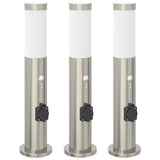 Bollard Lights with Sensor&Outlet 3pcs 50 cm Stainless Steel IP44 4006018