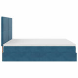Ottoman Bed with Mattresses Dark Blue 160x200cm Velvet 3313413