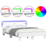 Bed Frame with LED without Mattress White 120x190 cm Small Double 3207574