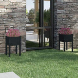 Garden Planters 2 pcs Black 40x40x70 cm Solid Pinewood 810798