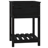 Planter with Shelf Black 54x54x81 cm Solid Wood Pine 823777