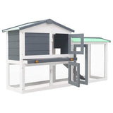 Outdoor Large Rabbit Hutch Grey and White 145 x 45 x 84 Wood 170840