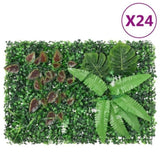 Artificial Plant Fence 24 pcs Green 40x60 cm 366649