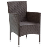 Garden Dining Chair Set of 2 Brown Poly rattan, Powder-Coated Steel 318496