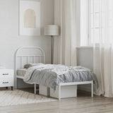 Metal Bed Frame without Mattress with Headboard White 75x190cm 353674