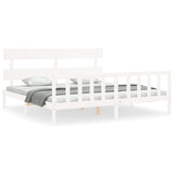 Bed Frame without Mattress White 200x200 cm Solid Wood Pine 3193292