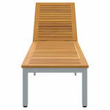 Sun lounger Reclining Grey 200 x 55 x 35cm Solid Acacia wood 4010621