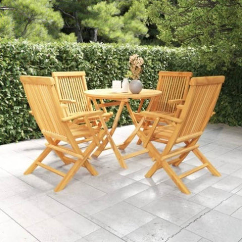 5 Piece Garden Dining Set Solid Teak Wood 3059580
