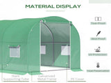 Walk-in Polytunnel Greenhouse, Outdoor Garden Tunnel Greenhouse Tent with Zipped Roll-Up Door and 6 T3398P314183