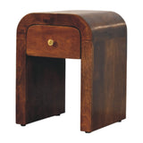 Solid Wood Mini Darcy Chestnut Nightstand with Curved Edges, 1 Drawer, Dark Brown B2743P403470