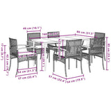 7 Piece Garden Dining Set with Cushions Grey Poly Rattan 3213614