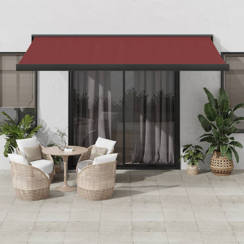 ZNTS Manual Retractable Awning Burgundy 400x300 cm 3215320