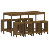 Garden Bar Set Honey brown Solid pine wood Large Seats Many 3157760