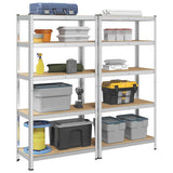 5-Layer Heavy-duty Shelves 2 pcs Silver Steel&Engineered Wood 3307596