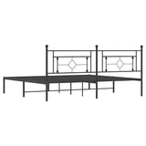 Metal Bed Frame without Mattress with Headboard Black 193x203cm 374345