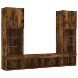 5 Piece TV Wall Units with LED Smoked Oak Engineered Wood 3216694