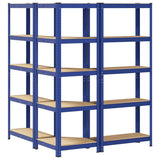 3 Piece 5-Layer Shelves Set Blue Steel&Engineered Wood 3307620