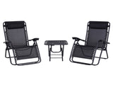 Folding Zero Gravity Chairs, 3 Pieces Adjustable Sun Lounger and Table Set with Cup Holder and T3398P318661