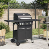 Gas BBQ Grill with 4 Burners Black Powder-coated Steel 367584