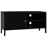 TV Cabinet Black Black powder-coated steel, tempered glass 336055