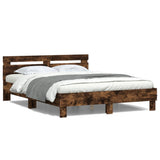 Bed Frame Smoked Oak Engineered wood & Plywood Double Bed Frame 3207550
