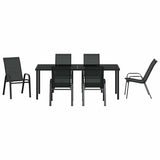 Garden Dining Set 7 pcs Black Powder-coated Steel 3379119