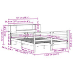 ZNTS Bookcase Bed without Mattress White 135x190 cm Double Solid Wood Pine 3322198