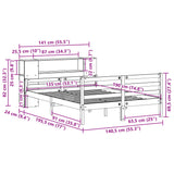 ZNTS Bookcase Bed without Mattress White 135x190 cm Double Solid Wood Pine 3322198
