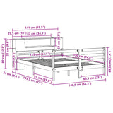 Bookcase Bed without Mattress White 135x190 cm Double Solid Wood Pine 3322198