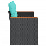 Garden Sofa with Cushions 2-Seater Black Poly Rattan 366035