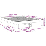 Bed Frame without Mattress 160x200 cm Solid Wood Oak 851953
