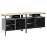Work Bench Set with Shelf 2 pcs Black and Grey 200 x 55 x 85 cm 3321388