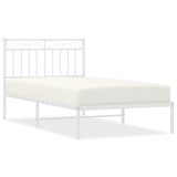 Metal Bed Frame without Mattress with Headboard White 100x190cm 373734
