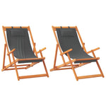 ZNTS Folding Beach Chairs 2 pcs Grey Fabric 3214482