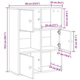 Bookcase Black Oak 60x24x76.5 cm Engineered Wood 860383