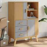 Highboard OLDEN Grey and Brown 85x43x125 cm Solid Wood Pine 358616
