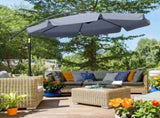 2.7m Garden Banana Parasol Cantilever Umbrella with Crank Handle and Cross Base for Outdoor, Hanging T3398P320143