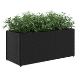 Garden Planters with 2 Pots 2 pcs Black 72x30x32 cm Poly Rattan 3210528