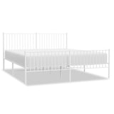 Metal Bed Frame without Mattress with Footboard White 183x213cm 350954