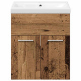 Bathroom Furniture Set with Door 3 pcs Old Wood Engineered Wood 3332541