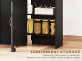 Folding Dining Table, Drop Leaf Table with 2-Tier Shelves, Rolling Casters, for Small Spaces, T3398P329922