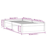 Bed Frame without Mattress White Solid Wood 90x200 cm 814935