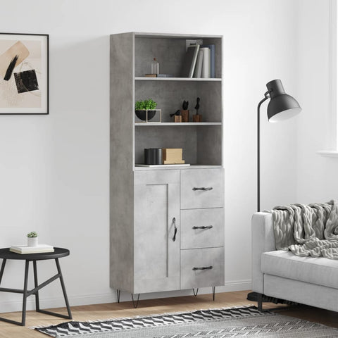 Highboard Concrete Grey 69.5x34x180 cm Engineered Wood 3190017