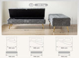 Storage Ottoman, Chenille Upholstered Ottoman Storage Box with Padded Seat, Metal Legs, 114 x 41 x T3398P550316