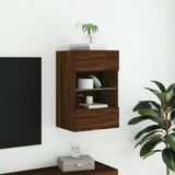 TV Wall Cabinet with LED Lights Brown Oak 40x30x60.5 cm 837090